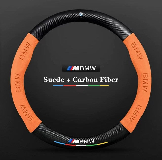 Real Carbon Fiber & Leather BMW Steering Wheel Cover