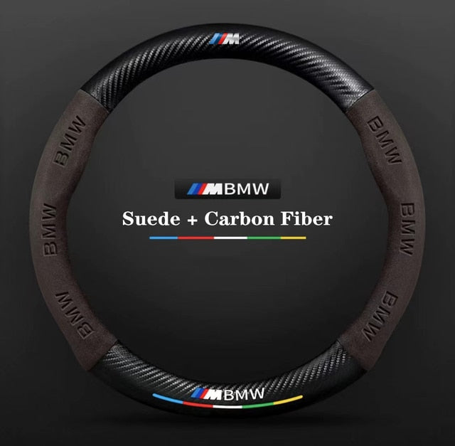 Real Carbon Fiber & Leather BMW Steering Wheel Cover