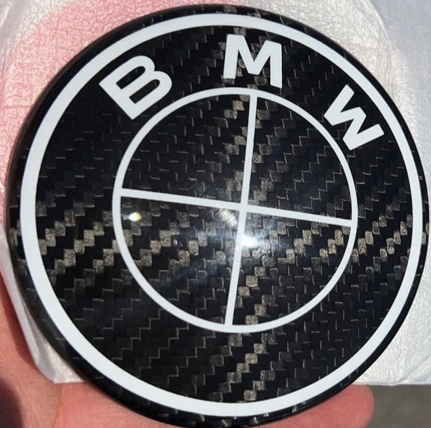 Twill Weave Real Carbon Fiber BMW Emblem Roundels Pair (Hood+ Trunk)